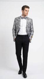 Silver and Black Paisley Prom Blazer Jacket