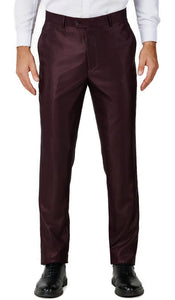 Mens Shiny Burgundy Single Breased Shawl Lapel Tuxedo Slim Fit