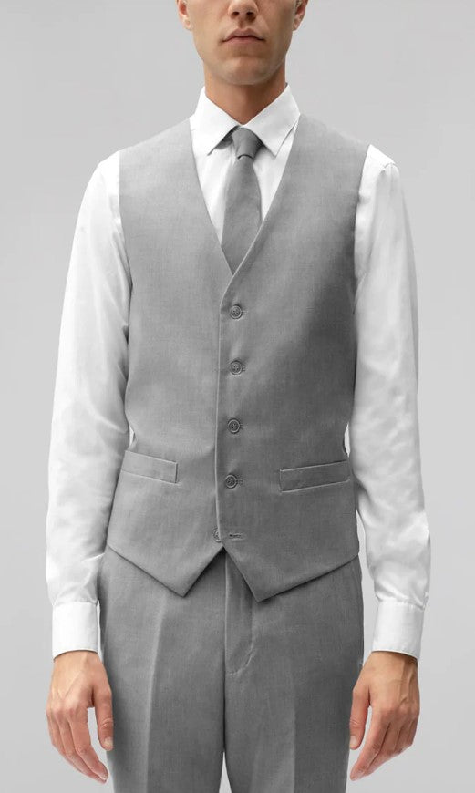 Mens Single Breasted Light Gray Notched Lapel Suit Slim Fit