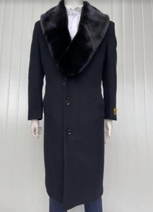 Mens Full Length And Cashmere Overcoat - Winter Topcoats - Black Coat