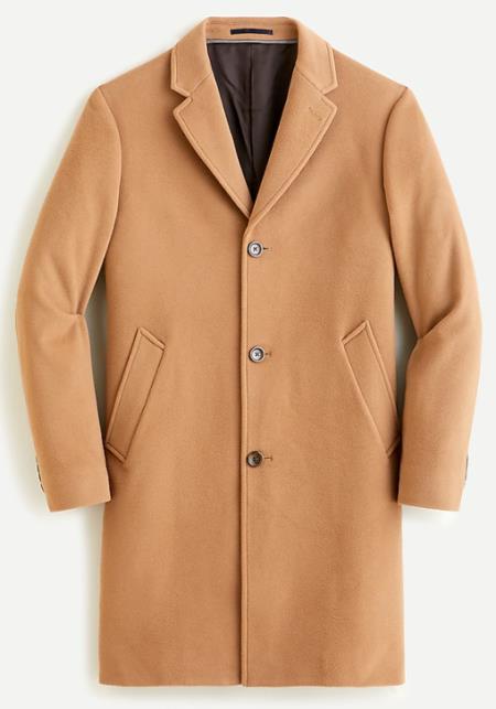 Men's Three Button Notch Label Topcoat In Wool-Cashmere Toffee