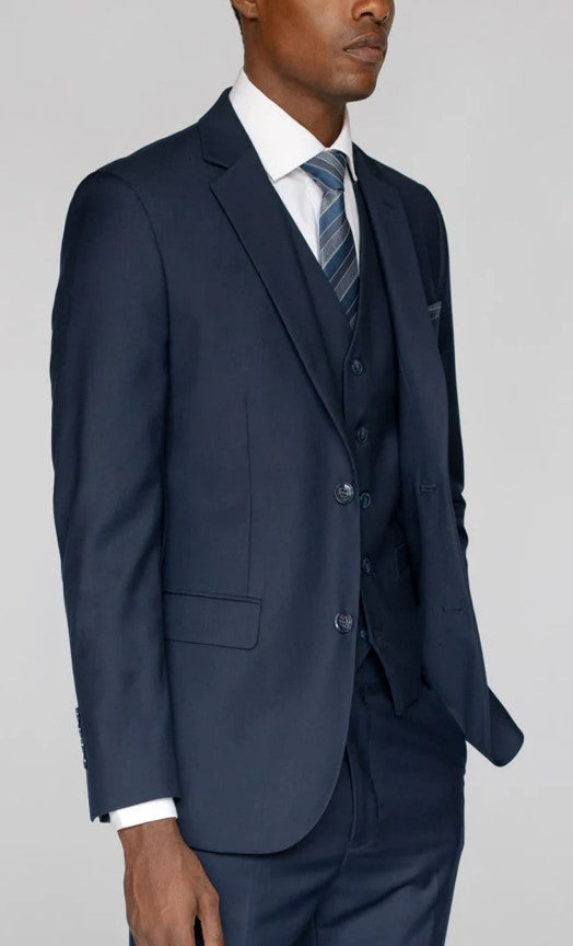 Mens Navy Notched Lapel Suit Slim Fit Flat Front Pant Navy