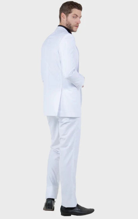 Big and Tall Tuxedo - All White 1 Button Shawl Lapel Slim Fit Tuxedo