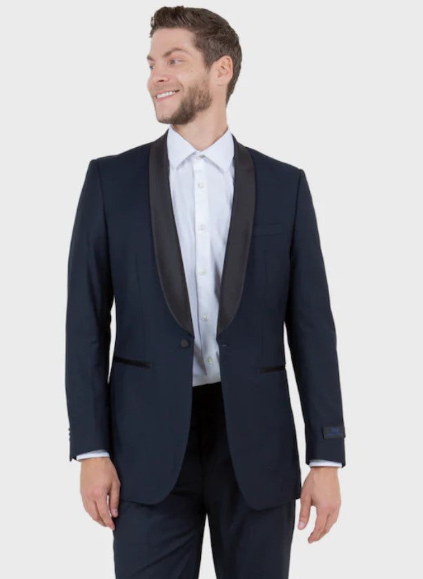 Big and Tall Tuxedo - Navy 1 Button Shawl Lapel Slim Fit Tuxedo