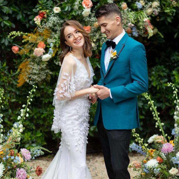 Teal prom tuxedo