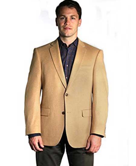 Men’s Camel Hair 2 Button Sport Coat, Classic Vent Blazer for Business and Casual Wear