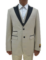 Mens 2 Button Peak Lapel Vested Tuxedo in Tan - Men's Tuxedo USA