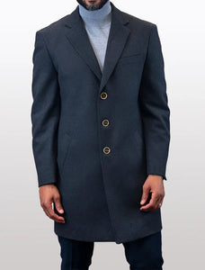 Statement Men's Solid Charcoal 100% Wool Over Coats