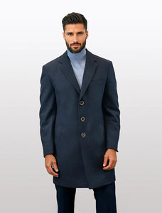 Statement Men's Solid Charcoal 100% Wool Over Coats