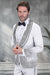 Men's Designer Black Flower Rhinestone Studded Prom & Wedding Tuxedo in White