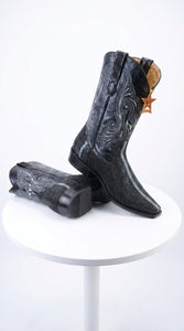 Los Altos Men’s Black Stingray Row-Stone Cowboy Boots, Exotic Western Dress Boots