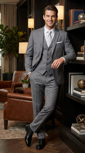 Men’s Designer Grey Prom Tuxedo Suit, Formal Wedding Groom Dress Suit