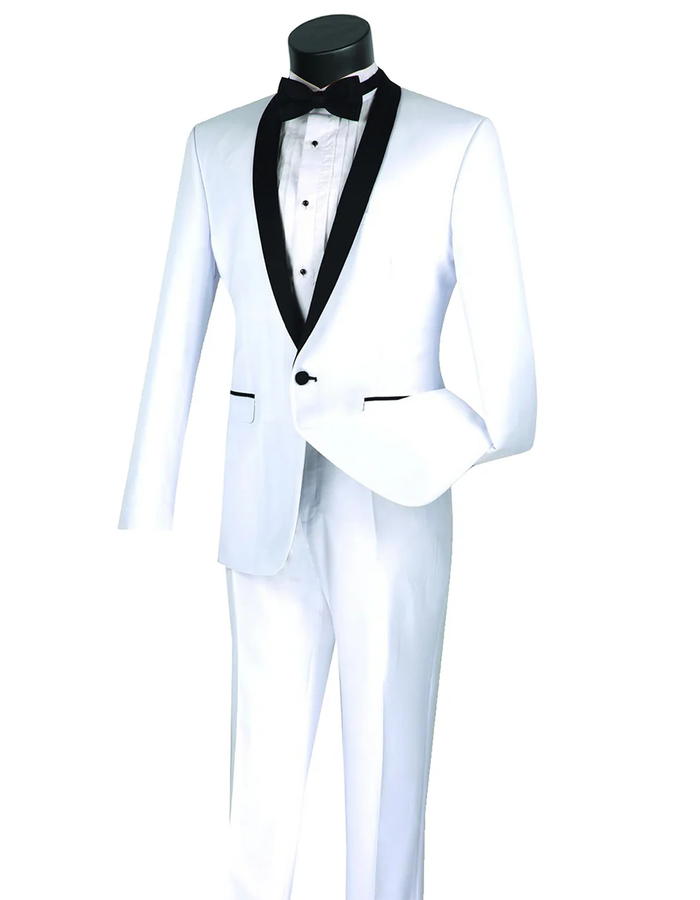 White Prom Suit - White Prom Tuxedo Suits - White Wedding  Fit Shawl  Tuxedo