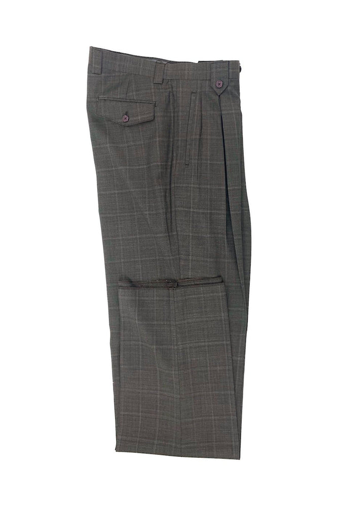 Tiglio Luxe Brown Windowpane Wide Leg Wool Dress Pant 2576 TLS20060/1