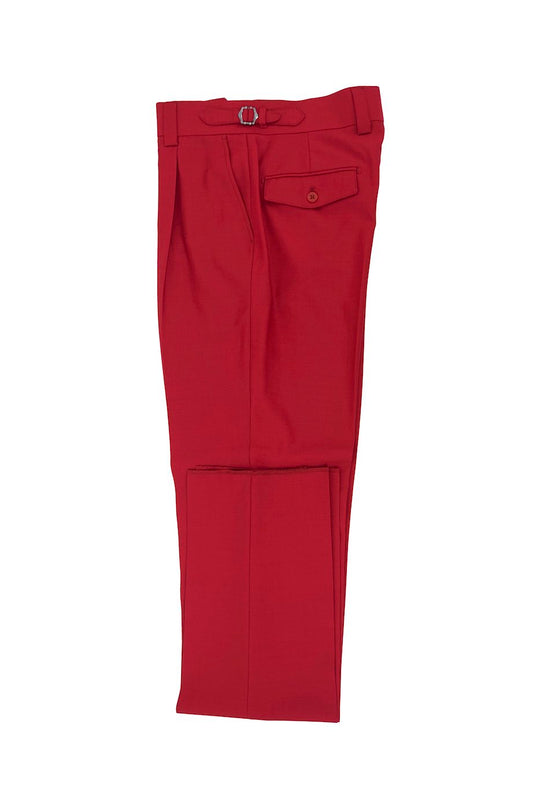 Tiglio Luxe Red Semi-Wide Leg Wool Marbella Dress Pants