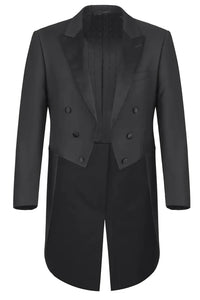 Black  Prom Tuxedo Suit - Black Wedding Suit - Mens Classic Full Dress Tail Tuxedo