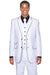 All White Mens Tuxedo -  Wedding Suit - Mens Vested Slim Fit Shiny Sharkskin Tuxedo Suit In White With Black Piping - Men's Tuxedo USA