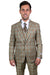 Men's Tan & Gold Windowpane Vested Suit by Stacy Adams