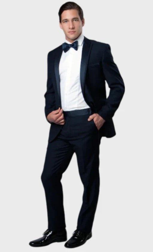 Big and Tall Tuxedo - Navy 1 Button Peak Lapel Tuxedo