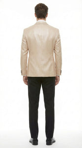 Men’s Tan Tuxedo Blazer with Black Lapel – Formal Dinner Jacket Suit + Pants for Wedding, Prom champaign beige color