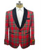 Mens Tartan Plaid Christmas Holiday Blazer in Red - Men's Tuxedo USA
