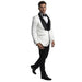 White Paisley Tuxedo Suit w/ Black Satin Shawl Collar by Tazio - Men's Tuxedo USA