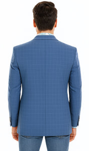 Tazio Blue Windowpane Sport Coat: 2-Button Reg Fit Blazer | Men's Stylish Plaid