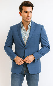 Tazio Blue Windowpane Sport Coat: 2-Button Reg Fit Blazer | Men's Stylish Plaid