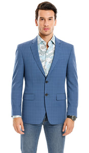 Tazio Blue Windowpane Sport Coat: 2-Button Reg Fit Blazer | Men's Stylish Plaid