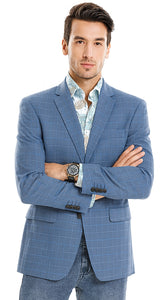 Tazio Blue Windowpane Sport Coat: 2-Button Reg Fit Blazer | Men's Stylish Plaid