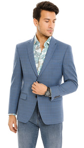 Tazio Blue Windowpane Sport Coat: 2-Button Reg Fit Blazer | Men's Stylish Plaid