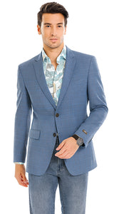 Tazio Blue Windowpane Sport Coat: 2-Button Reg Fit Blazer | Men's Stylish Plaid