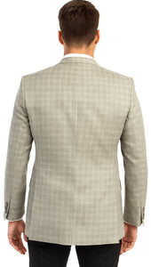 Tazio Men's Light Green Glen Plaid Two-Button Regular-Fit Sport Coat