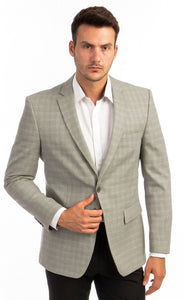 Tazio Men's Light Green Glen Plaid Two-Button Regular-Fit Sport Coat