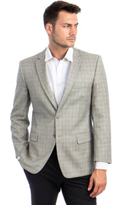 Tazio Men's Light Green Glen Plaid Two-Button Regular-Fit Sport Coat