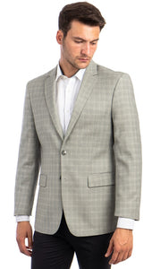 Tazio Men's Light Green Glen Plaid Two-Button Regular-Fit Sport Coat
