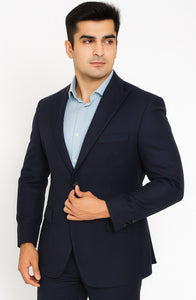 Tazio Men's Navy Wool Peak Lapel Two-Button Blazer