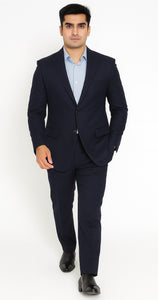Tazio Men's Navy Wool Peak Lapel Two-Button Blazer