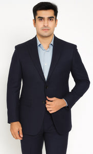 Tazio Men's Navy Wool Peak Lapel Two-Button Blazer