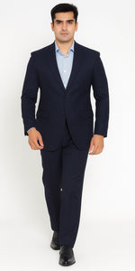 Tazio Men's Navy Wool Peak Lapel Two-Button Blazer