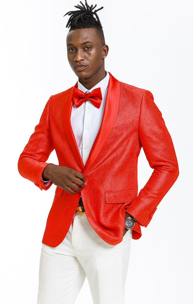 50–70-Character Span: Tazio Red Slim Fit Paisley Tuxedo Jacket for Weddings and Proms