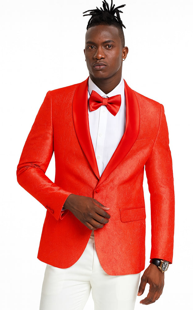 50–70-Character Span: Tazio Red Slim Fit Paisley Tuxedo Jacket for Weddings and Proms