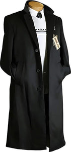 Men's Black Wool Overcoat – Big & Tall Dress Topcoat in Dark Color