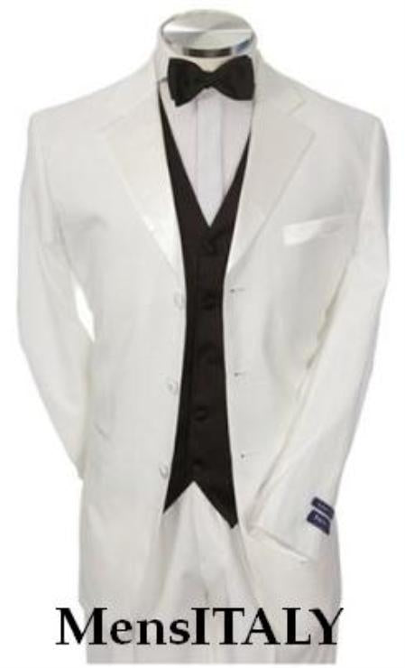 Statement Men's Off White Pattern Vested Tuxedo with Bowtie main image 1