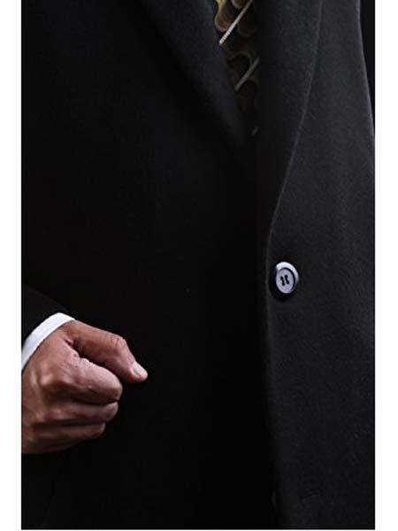 Men's Dress Coat 2 Buttons Luxury Three Quarter Length Cashmere Black Long Men's Dress Topcoat - Winter Coat