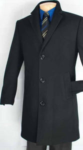 Mens Overcoat Three Quarters Length Men's Dress Coat Men's Car Coat Collection In A Soft Cashmere Blend - Black