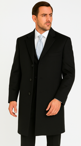 Three Quarters Length Men's Dress Coat 3/4 Length Men's Car Coat In Feel Charcoal Men's Overcoat