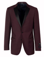 Mens 2 Button Designer Notch Tuxedo in Burgundy - Men's Tuxedo USA