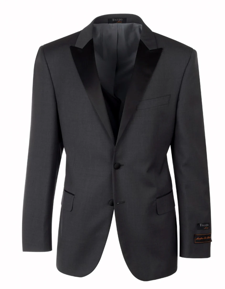 Designer Gray Prom Tuxedo - Grey Wedding Peak Tuxedo Suit
