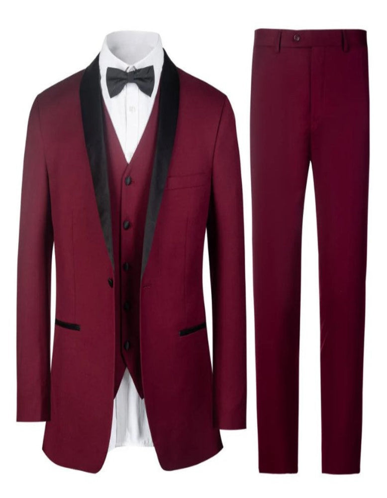 Mens Tuxedo Slim Fit Burgundy,Green and Navy Blue